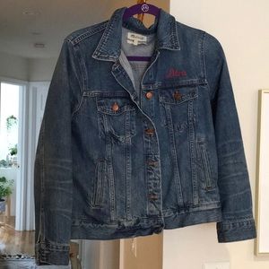 Custom denim jacket!  Libra embroidered!